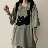 XキャットボクシーフィットニットショートスリーブT