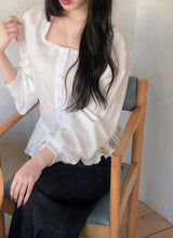 #Pistachio Square Lace String Cotton100 Blouse
