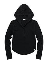 スリム ロング ボタンフーディートップ(BLACK)