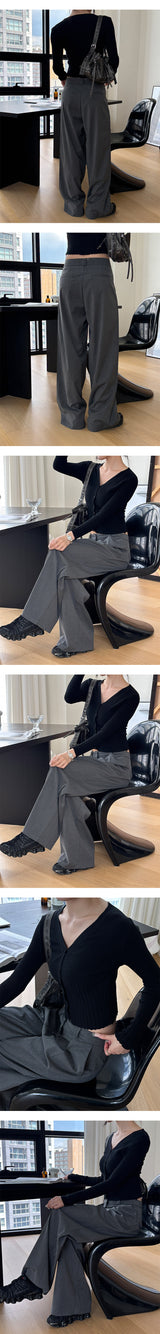 One tuck stripe wide slacks(3color)