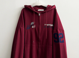 Moco Number Patch Embroidery Overfit Two Way Hooded Zip-Up
