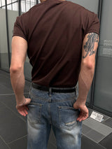 Cut line muscle henley half t-shirts(8color)