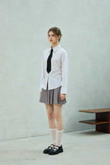 LOWELL SLIM FIT STRIPE SHIRRLING SHIRT / WHITE