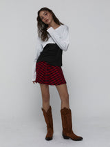 Striped Mini Skirt_Red