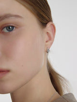 25FW★ Champagne Full Moon Silver Mary Bowl Earrings