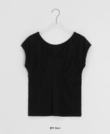 リュニレースキャップスリーブレイヤードショートスリーブTシャツ
