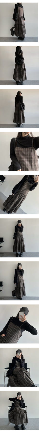 Sasha Layered Ribbon Cancan Check Long Dress