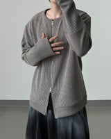 Angle Knit Zip-up with Hand Warmers