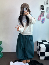 コーデュロイオールバンディングバルーンパンツ ❤🩶💚3COLOR