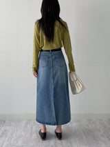 611 A-line Long Denim Skirt