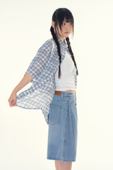 Fray check short sleeve shirt