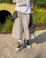 Lever Check Layered Bermuda Pants