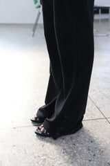 [ID] Layered Leather Bootcut Pants (Black)