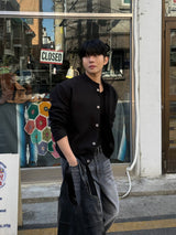 Dun paper washed wide denim