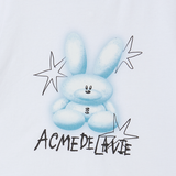 25SS WOMAN ROUND SPRAY RABBIT CROP SHORT SLEEVE T-SHIRT WHITE
