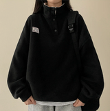 Sung high neck color scheme snap tab fleece anorak sweatshirt
