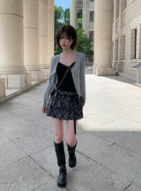 Dylan Check Ribbon Tiered Mini Skirt