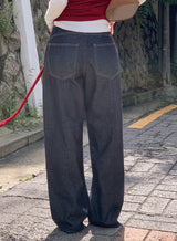 ノンフェードバックラインワイドデニムパンツ