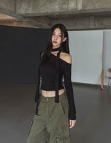 Linna Unbalanced Shoulder Scarf Long Sleeve