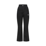 PISTOL BACK LEATHER DOUBLE CROSS WIDE BOOTS CUT COTTON PANTS