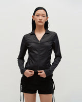 V-Neck Sleek Zip-Up _ DARK GREY