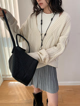 [High quality line] Twisted Deep V-neck Long Sleeve Knitwear