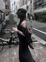 see-through overfit knit cape