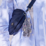 Odd Eye Puppy Bunny Keyring / Gray