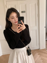 Basic U-neck Rib Puff Knit (5color)