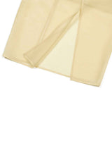 Sheer Shirring Slit Skirt _ YELLOW