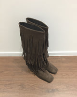Suede fringe long boots(2color)