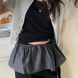 Yokono satin frill strap wrap skirt layered skirt [ CHARCOAL ONLY ]