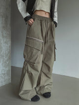 Bendy Zipper Diagonal Pocket Cargo Pants
