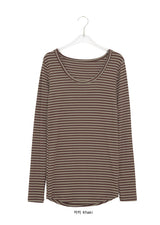 ケア ストライプ レイヤード ロングスリーブ Tシャツ