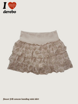 flower frill cancan banding mini skirt