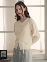 CASHMERE BLENDED BASIC CARDIGAN LEMON