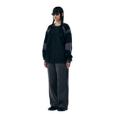 CONTRAST DETAILED SWEAT SHIRT [BLACK]