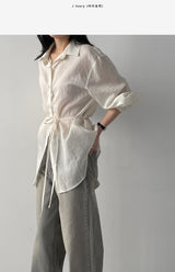 Rollin Belted Loose-Fit Long Blouse