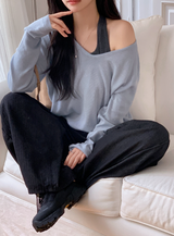 #RB Halter Neck Layered Loose Knit (5color)