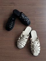Woven leather slippers (2color)