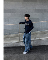 Skull Dart Wide Cargo Denim Pants