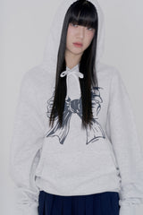 RIBBON LOGO HOODIE - LIGHT GRAY