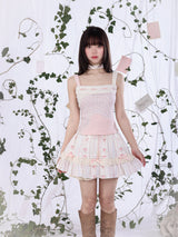 ROSE ISLAND スプリングレースフローラルプリントコットンスカート