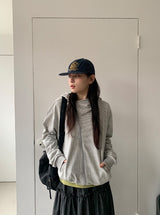 Kyuki Unbalanced Striped Hood Zip-Up