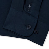 Loose Fit Open Collar Linen Shirt [Navy]