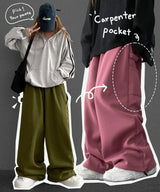 Soru Thick Pocket Carpenter Banding Wide Pants