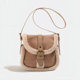 Suede Leather Fleece Poggle Bag Belted Women's Shoulder Bag Fleece Bag