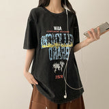 [Y2K, Hip*] ティズピグメントグラフィックショートスリーブTシャツ (1 color)