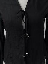 western ribbon crinkle shirt (2color)