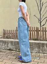 WRAP WAIST WIDE FIT DENIM PANTS code 18104